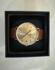 Coach Charles 41 mm – Reloj Dorado Cuarzo con Correa de Cuero Marrón (Unisex)