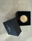Coach Charles 41 mm – Reloj Dorado Cuarzo con Correa de Cuero Marrón (Unisex)